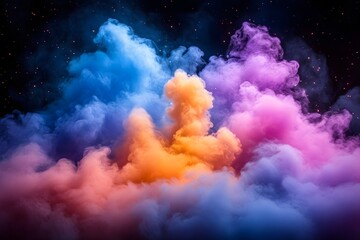 Colorful Cloudscape Under Starry Night Sky for Creative Design and Inspiration