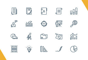 outline business icons set. editable linear , address book, paper graphic, and other 17 icons in this category isolated on transparent background.