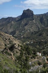 View to the Roque Cano rock massif, Vallehermoso, La Gomera, Canary Islands, Spain, Europe