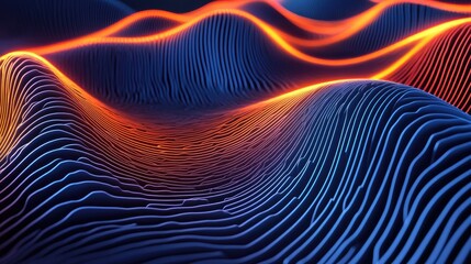 A digital rendering of glowing neon lines and patterns forming futuristic geometric designs with a modern edge
