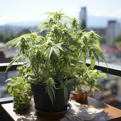 Fototapeta premium Hemp (Cannabis sativa) plants AI generated
