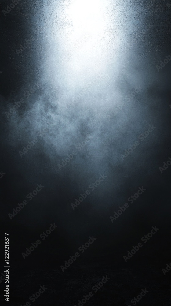 Poster A captivating dark gradient background emerges with soft, smoky textures, where soft rays of light pierce through murky shadows, evoking a mysterious ambiance ideal for artistic exploration