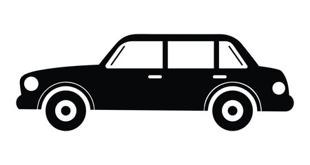 Black and white Car icon silhouette vector