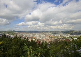 Stuttgart valley basin, city centre, view from Hoher Bopser, Stuttgart, Baden-Württemberg,...