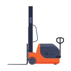 Forklift truck designed for various warehouse operations isolated on white background