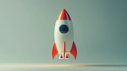 Launching new product or service. Technology development process. Space rocket launch. 3d render.