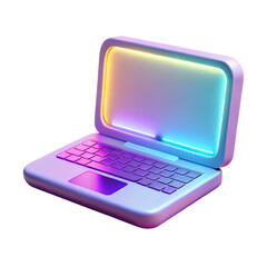 3D Laptop Icon with Gradient Screen and Soft Glow Effect