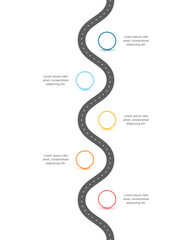 Roadmap infographic design template with 5 steps on white background