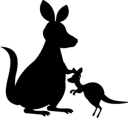 Mother Kangaroo And Baby Silhouette