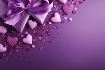 Fototapeta premium Valentine's Day purple color background wallpaper banner
