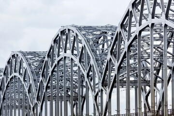 Railway bridge, Dzelzceļa tilts, over the Daugava river or Western Dvina, Riga, Latvia, Europe