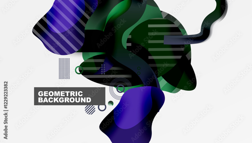 Poster Abstract background - Lines circles and liquid shapes