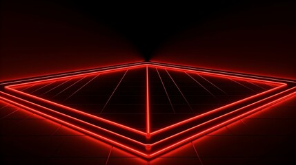 Abstract Runaway in red Neon Lines. Futuristic dark Backdrop