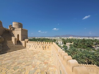 Fort Nakhl, or Husn Al Heem, fortress, above oasis Nakhl on Jebel Nakhl solid, historical loam...