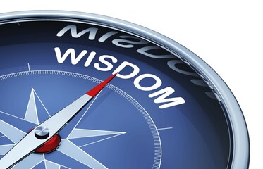 3D rendering of a compass with a wisdom icon
