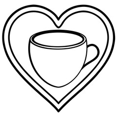 Minimal Line Art of a Heart Mug Design