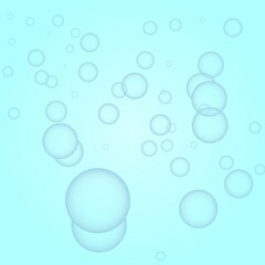 Fresh blue background with water bubbles, vector illustration