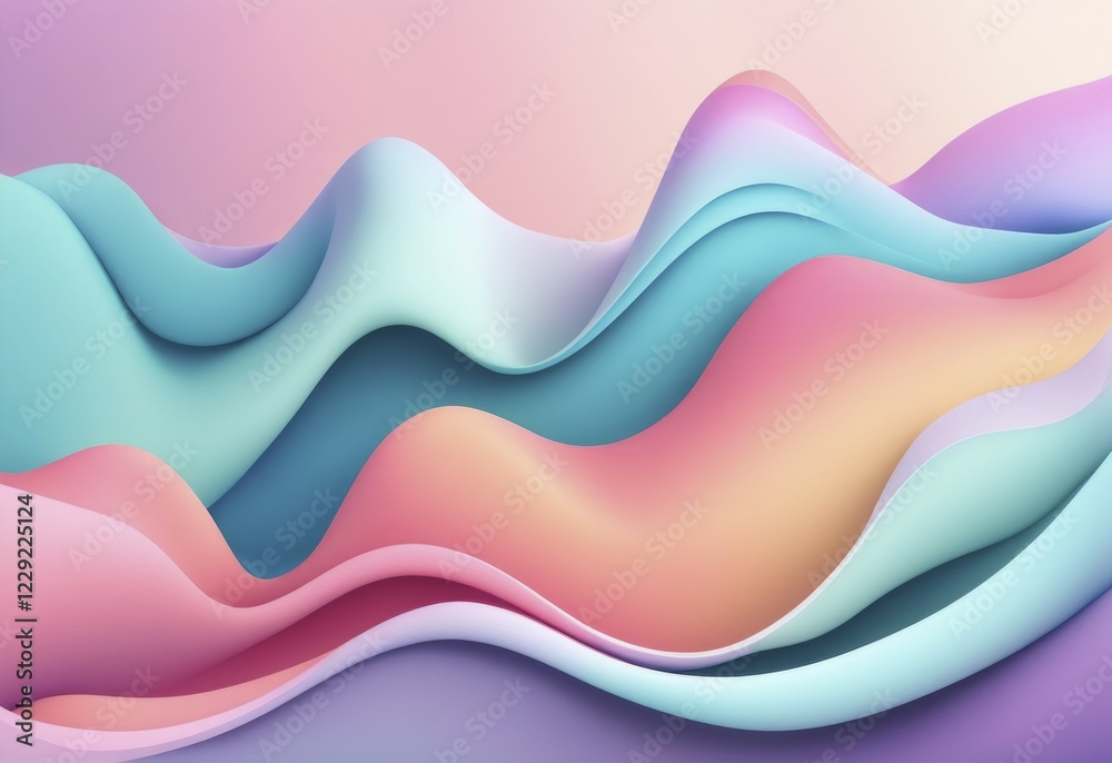 Poster pastel gradient hues forming smooth flowing lines in an abstract pattern, presenting a soft and colo