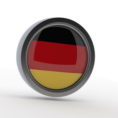 Steel badge with the German flag, 3d rendering on white