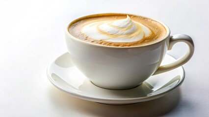 A steaming cup of coffee with a rich creamy texture and thick frothy foam on top