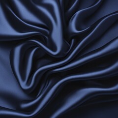 Obraz premium Rich navy blue silk fabric with a smooth and glossy sheen, AI generated