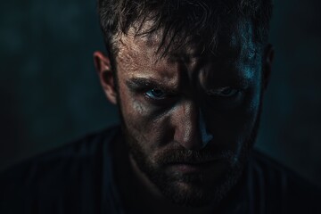 Obraz premium A close-up shot of a person with a concerned or worried look on their face