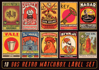 Retro match box Art & Illustration