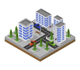 Isometric city icon illustrated in vector on white background