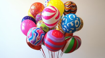 Fototapeta premium A festive balloon bouquet with various patterns and bright hues, perfect for a celebration or anniversary event