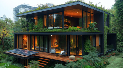 Obraz premium Modern House Draped in Greenery