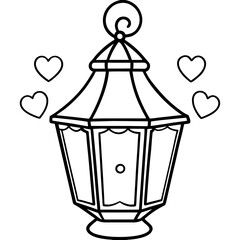 Minimalist Heart Lantern Line Art