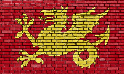Flag of Wessex painted on brick wall