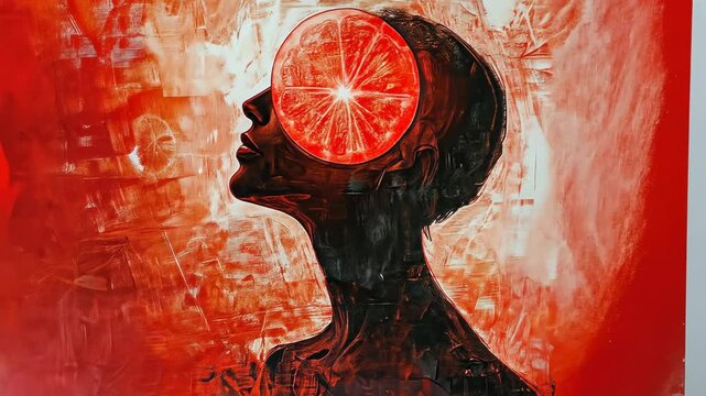 Surreal portrait transformation: citrus mind and abstract expression in motion