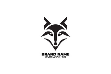 Monochrome logo of Abstract Geometric Fox Face