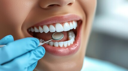 Fototapeta premium Close-Up View of Dental Check-Up with Patient Smiling and Relaxed