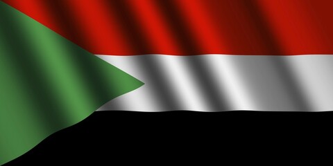 The Sudan flag flying in the wind