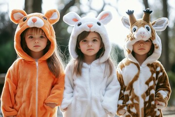 Children dressed up as animals for a fun occasion