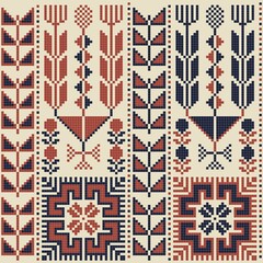 Seamless pattern design with traditional Palestinian embroidery motif
