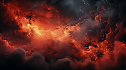 Fire and Smoke Explosion in a Fiery Sky
