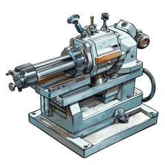 Fototapeta premium Detailed Illustration of a Precision Lathe Machine in Workshop