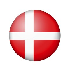 The Danish flag. Round matte icon. Isolated on white background