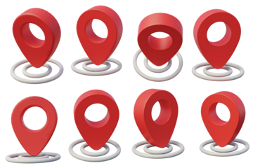 3d illustration realistic gps pointer or map pointer rotation pin navigator transparent background, 3d rendering