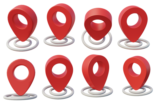 3d illustration realistic gps pointer or map pointer rotation pin navigator transparent background, 3d rendering
