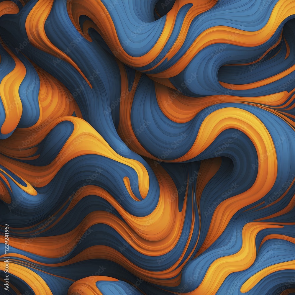 Aufkleber seamless abstract pattern of vector fluid curved lines creating a dynamic ripple effect in vibrant c