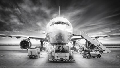 Fototapeta premium aircraft getting prepared for take off