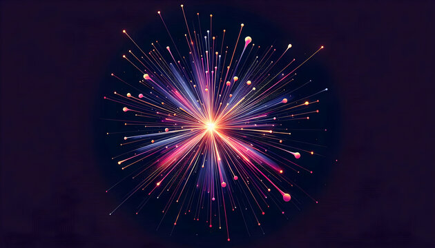 Background Technology A radial burst with a dark purple background, featuring pink and light blue burst lines, scattered y3