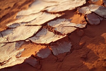 Fototapeta premium Close-up shot of a cracked dirt surface with texture and imperfections