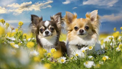 KI generated, animal, animals, mammal, mammals, one, single animal, Chihuahua, Mexican dog breed, (Canis lupus familiaris), two animals