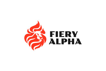 lion fire flame logo design template