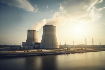 Obraz premium Nuclear power plant. KI generiert, AI generated